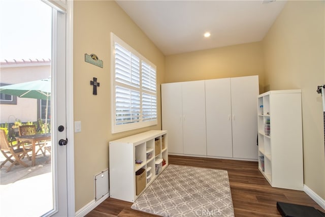 42926 Joshua Tree Ct, Murrieta, CA 92562 - doorway to outside with dark wood finished floors and recessed lighting