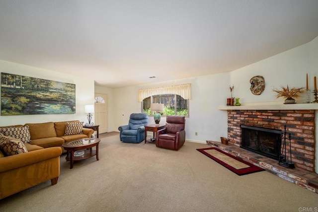 905 Discovery St, San Marcos, CA 92078 - living area with carpet flooring and a brick fireplace
