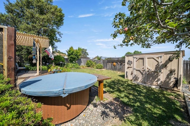 905 Discovery St, San Marcos, CA 92078 - view of yard featuring a hot tub and a pergola