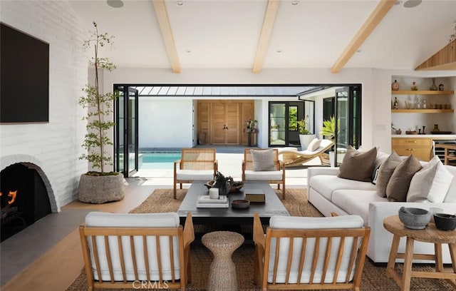 1936 Galaxy Dr, Newport Beach, CA 92660 - living area featuring a fireplace and wood finished floors