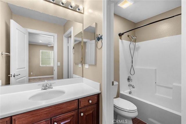 19539 Laroda, Saugus, CA 91350 - bathroom featuring vanity, bathing tub / shower combination, and toilet