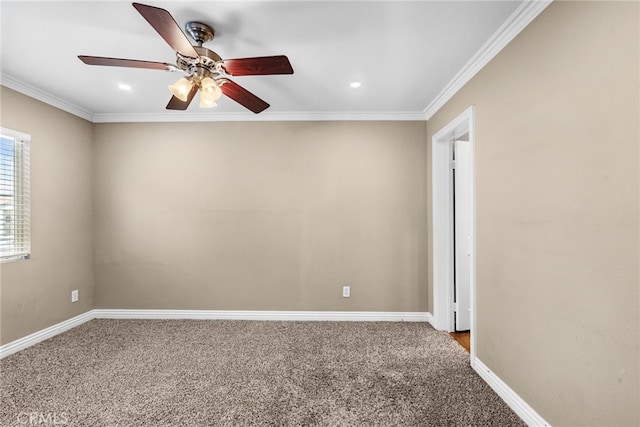 19539 Laroda, Saugus, CA 91350 - empty room featuring carpet floors, a ceiling fan, ornamental molding, baseboards, and recessed lighting