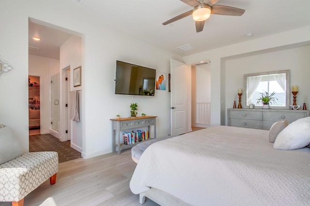 35140 Bergamot, Fallbrook, CA 92028 - bedroom featuring light wood-style floors, ceiling fan, and a spacious closet