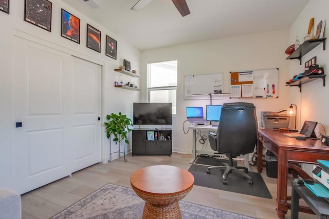 35140 Bergamot, Fallbrook, CA 92028 - office featuring a ceiling fan and light wood-type flooring