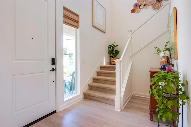 35140 Bergamot, Fallbrook, CA 92028 - entrance foyer with stairway and light wood finished floors