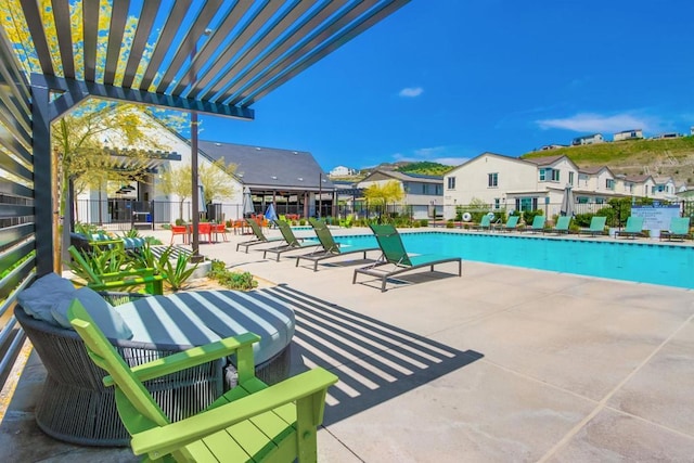 35140 Bergamot, Fallbrook, CA 92028 - community pool featuring a pergola, a residential view, and a patio
