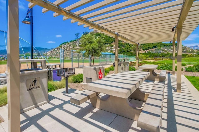 35140 Bergamot, Fallbrook, CA 92028 - view of patio / terrace with a pergola and a mountain view