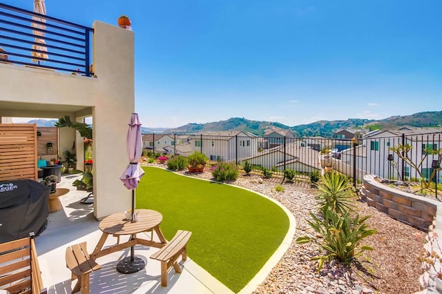 35140 Bergamot, Fallbrook, CA 92028 - view of yard featuring a mountain view, a residential view, and a patio