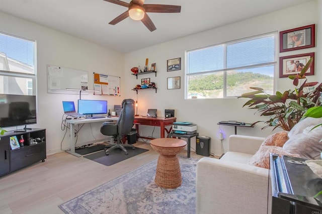 35140 Bergamot, Fallbrook, CA 92028 - office space with wood finished floors, plenty of natural light, and ceiling fan