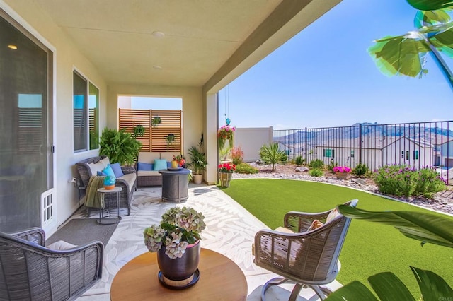 35140 Bergamot, Fallbrook, CA 92028 - fenced backyard with an outdoor hangout area and a patio area