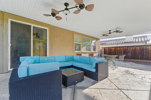 29039 Shorecliff Cir, Menifee, CA 92585 - view of patio with ceiling fan, outdoor dining space, and outdoor lounge area