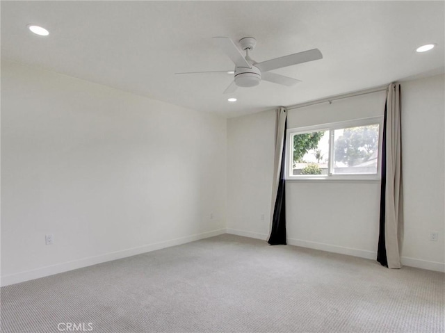 436 Cheyenne Pl, Placentia, CA 92870 - empty room featuring a ceiling fan, recessed lighting, light colored carpet, and baseboards