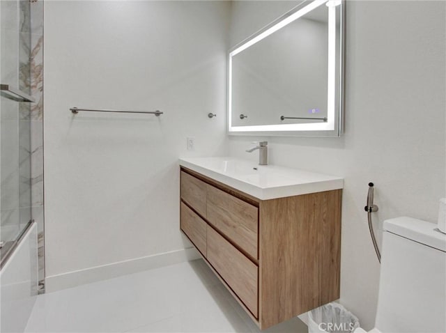 436 Cheyenne Pl, Placentia, CA 92870 - bathroom with vanity, toilet, and enclosed tub / shower combo