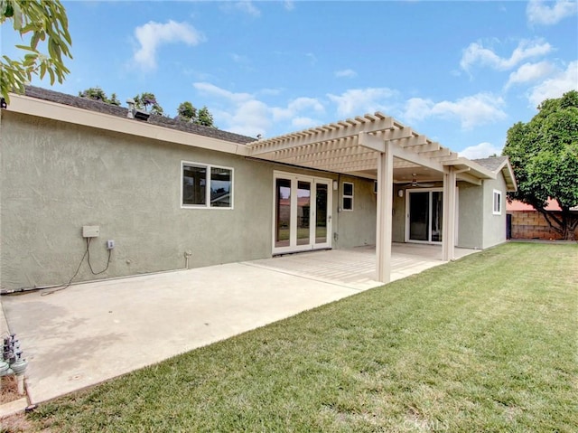 436 Cheyenne Pl, Placentia, CA 92870 - rear view of property featuring a pergola, stucco siding, a patio area, and french doors