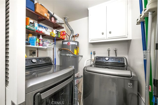 6898 Breton Way, Cypress, CA 90630 - laundry area featuring independent washer and dryer, cabinet space, and water heater