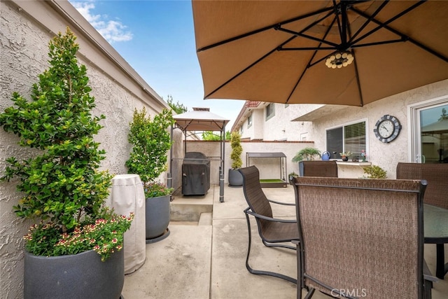 6898 Breton Way, Cypress, CA 90630 - view of patio featuring outdoor dining space, grilling area, and a gazebo