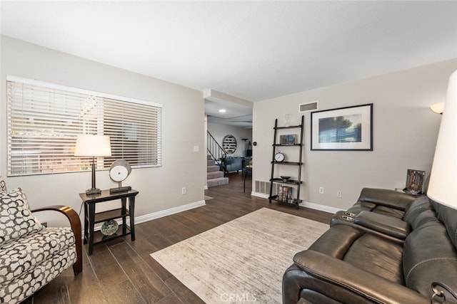 6898 Breton Way, Cypress, CA 90630 - living area featuring stairway, dark wood-type flooring, and recessed lighting