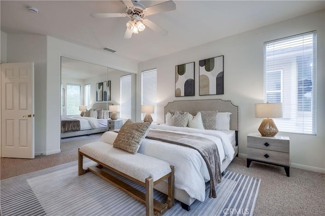 30 Oakhurst Rd, Irvine, CA 92620 - bedroom featuring light carpet, baseboards, a closet, and ceiling fan