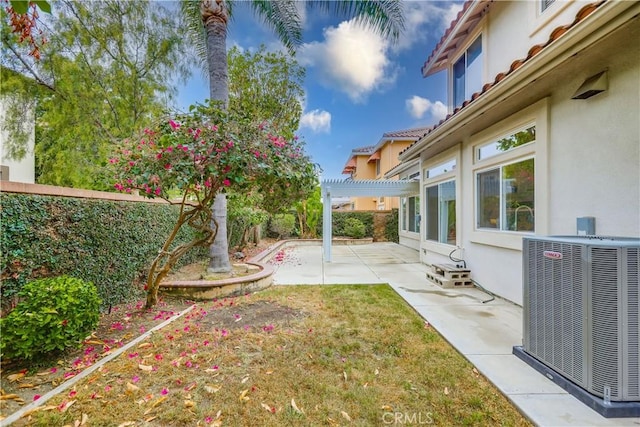 30 Oakhurst Rd, Irvine, CA 92620 - fenced backyard featuring cooling unit, a patio, and a pergola