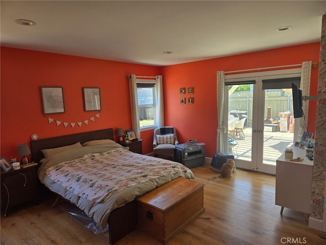 18334 Glenburn Ave, Torrance, CA 90504 - bedroom featuring hardwood / wood-style flooring, access to outside, french doors, and recessed lighting