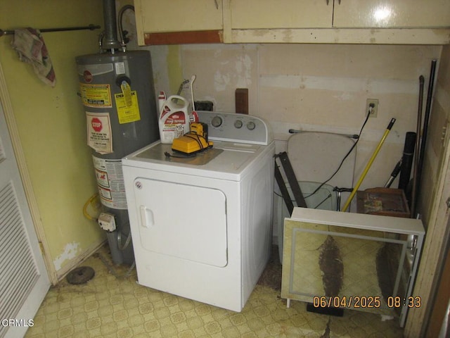 542 1st St, Fillmore, CA 93015 - washroom featuring washer / dryer, water heater, and light flooring