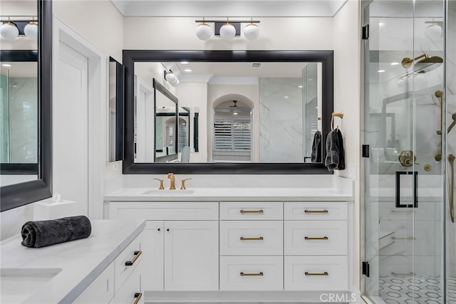 30195 Corte Coelho, Temecula, CA 92591 - bathroom featuring a stall shower and double vanity