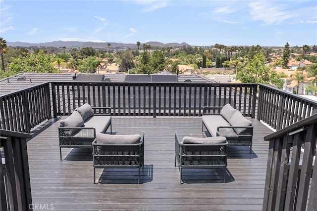 30195 Corte Coelho, Temecula, CA 92591 - wooden deck with an outdoor living space and a mountain view