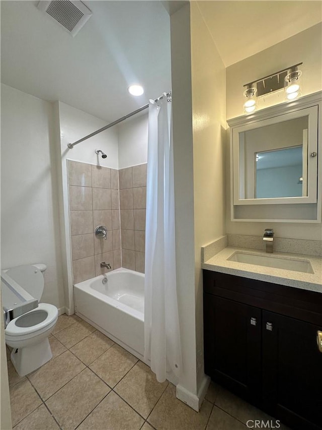 942 E 6th St, Pomona, CA 91766 - full bathroom with tile patterned flooring, vanity, and shower / tub combo with curtain