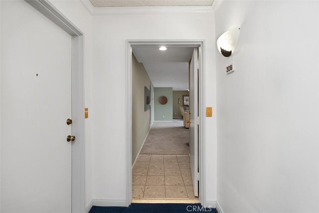 972 E California Blvd Unit 309, Pasadena, CA 91106 - hall featuring tile patterned floors, carpet floors, and ornamental molding