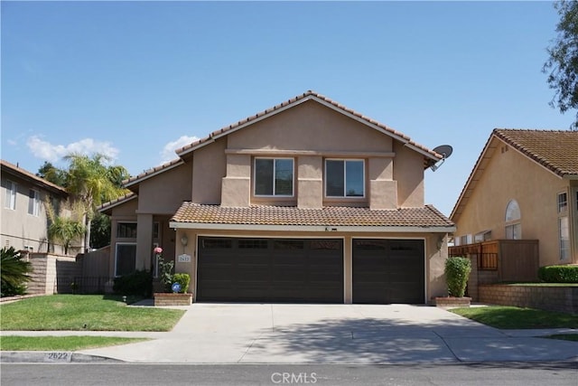 2622 Presidio Ln, Corona, CA 92879 - mediterranean / spanish-style home with a garage, concrete driveway, stucco siding, and a tiled roof