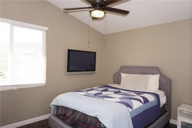 2622 Presidio Ln, Corona, CA 92879 - bedroom featuring lofted ceiling, multiple windows, ceiling fan, and wood finished floors