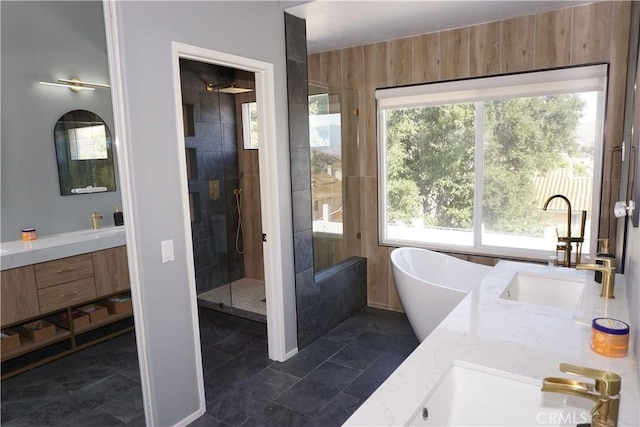 2622 Presidio Ln, Corona, CA 92879 - full bath featuring double vanity, plenty of natural light, and a soaking tub
