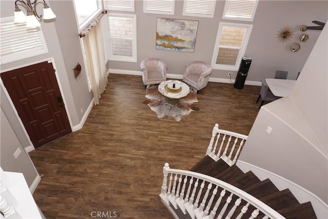 2622 Presidio Ln, Corona, CA 92879 - entrance foyer with wood finished floors, healthy amount of natural light, and a chandelier