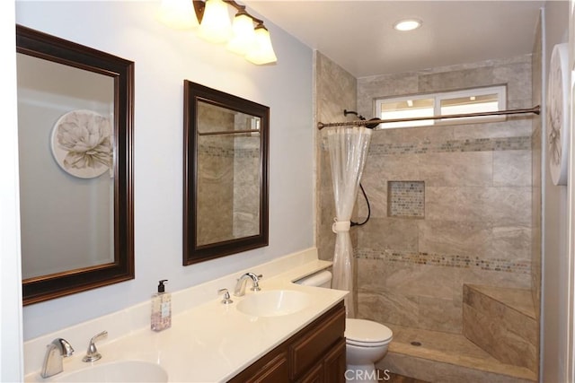 2622 Presidio Ln, Corona, CA 92879 - full bathroom with a tile shower and double vanity