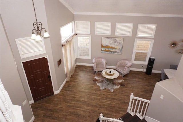 2622 Presidio Ln, Corona, CA 92879 - entryway with a chandelier, crown molding, and wood finished floors