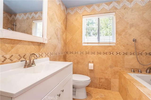 7343 Owensmouth Ave, Canoga Park, CA 91303 - bathroom with tile walls, toilet, and vanity