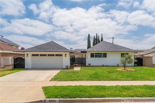 1304 Walling Ave, Brea, CA 92821 - ranch-style home featuring a gate, stucco siding, a garage, and driveway