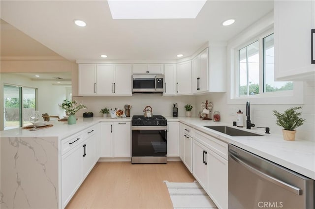 1304 Walling Ave, Brea, CA 92821 - kitchen with appliances with stainless steel finishes, a sink, plenty of natural light, a peninsula, and recessed lighting