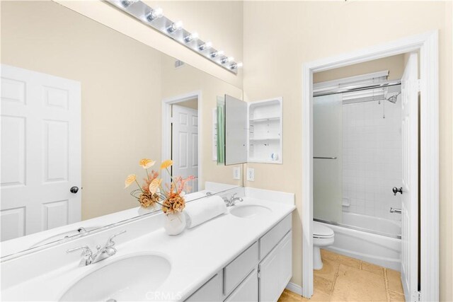 221 Grand Oaks Dr, Glendora, CA 91741 - full bath with double vanity, toilet, shower / washtub combination, and tile patterned floors