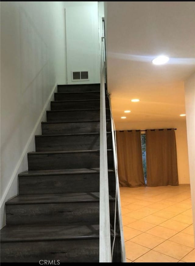 134281/2 Village Dr Unit 1/2, Cerritos, CA 90703 - stairway featuring recessed lighting and tile patterned flooring