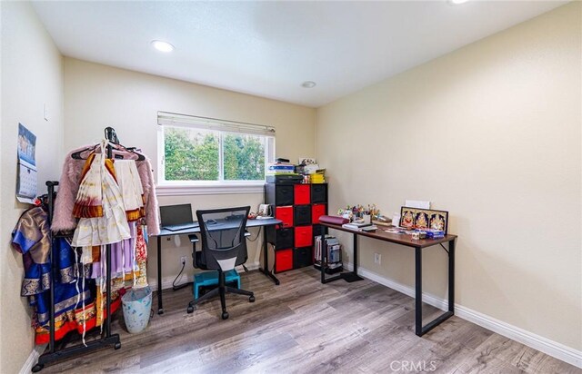 9791 Lee St, Cypress, CA 90630 - office area with wood finished floors, baseboards, and recessed lighting