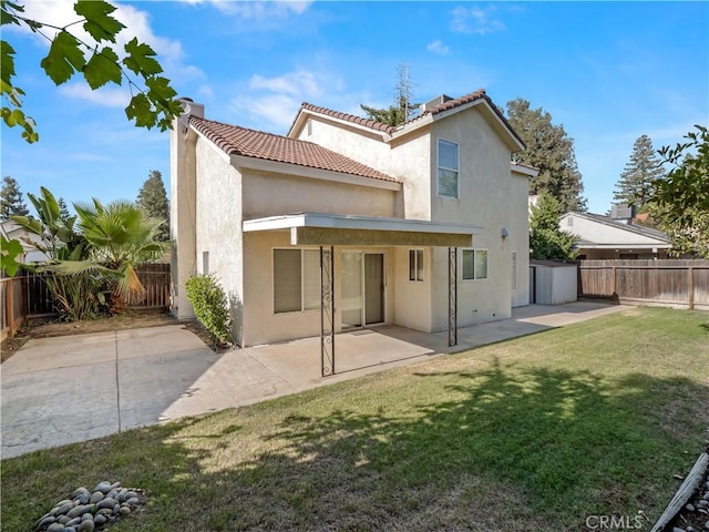 1523 E Pryor Dr, Fresno, CA 93720 - rear view of property with stucco siding, a fenced backyard, a patio, and a tile roof