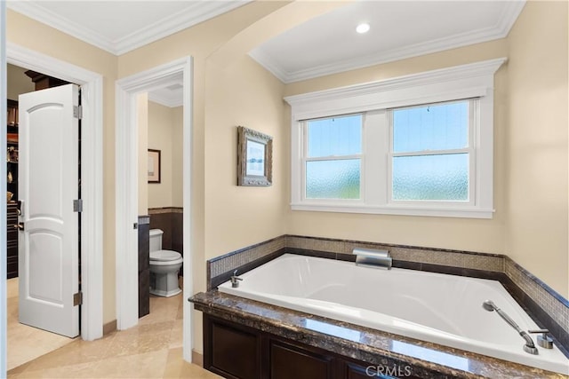 1921 Windward Ln, Newport Beach, CA 92660 - full bathroom with a garden tub and crown molding