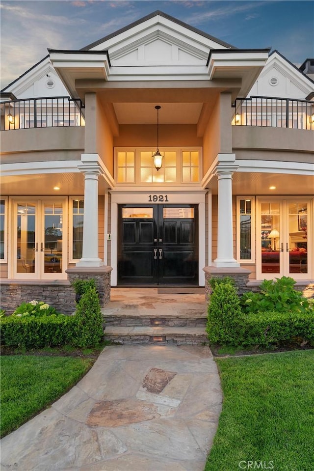 1921 Windward Ln, Newport Beach, CA 92660 - doorway to property with french doors and a balcony