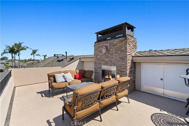 1921 Windward Ln, Newport Beach, CA 92660 - view of patio featuring an outdoor living space with a fireplace