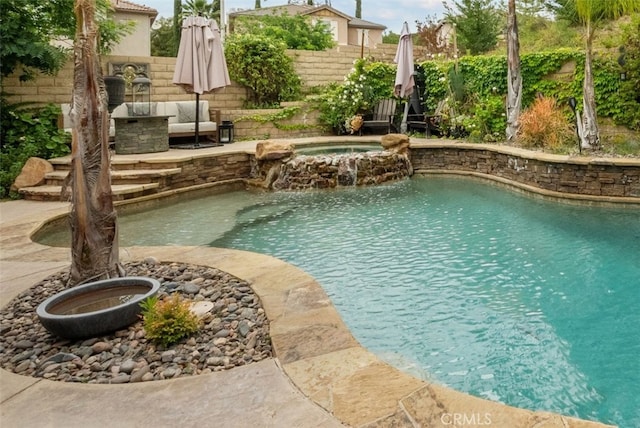 19969 Via Joyce Dr, Saugus, CA 91350 - view of pool featuring a pool with connected hot tub and a patio area