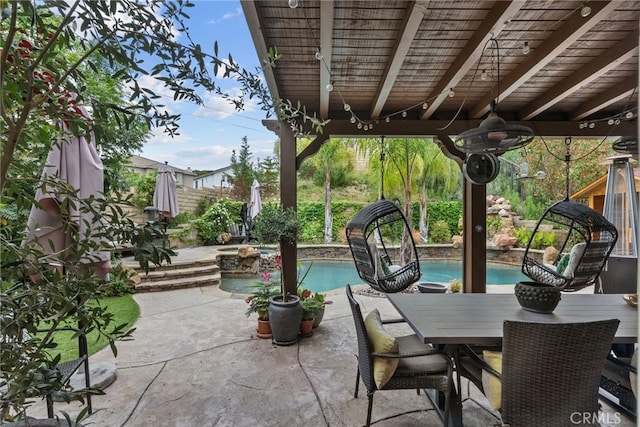 19969 Via Joyce Dr, Saugus, CA 91350 - view of patio / terrace with an outdoor pool and outdoor dining space