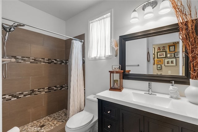 19969 Via Joyce Dr, Saugus, CA 91350 - full bathroom featuring toilet, vanity, and tiled shower