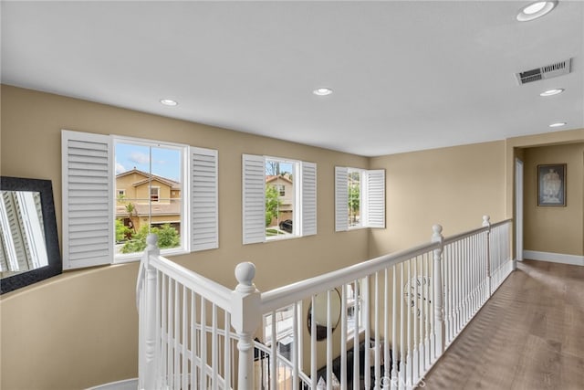 19969 Via Joyce Dr, Saugus, CA 91350 - hallway featuring recessed lighting, baseboards, and an upstairs landing