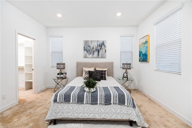 501 Embrook Way, West Covina, CA 91791 - bedroom featuring light colored carpet, a spacious closet, baseboards, and recessed lighting